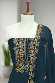 Georgette Churidar Material with Golden Thread & Sequins Work
