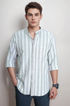 Men’s Casual Cotton Stripe Shirt – Chinese Collar