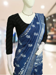 Indigo Linen Dresscode Saree with Batik Design - ₹608