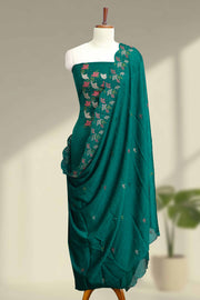 Silk Churidar Material – Floral Embroidery with Sequins