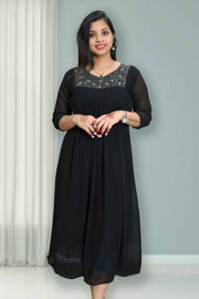 Georgette Flared Top with Cut Beads Work