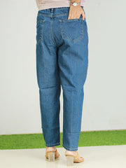 Women's Baggy Jeans - Denim with Patchwork Design - 499/-