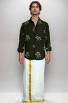 Combo Shirt & Golden Kasavu Dhothi Set