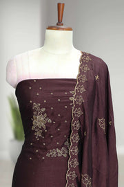 Silk Churidar Material with Embroidery & Beads Work