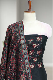 Elegant Silk Churidar Material with  Embroidery Thread Work