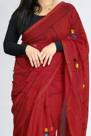 Malcotton Saree – Floral Thread Work