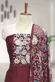 Silk Churidar Material with Stone Work & Print