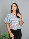 Elegant Breeze: Women's Chiffon Short Top with Round Neck and Puff Sleeves - Only ₹279!