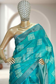 Synthetic Linen Saree with Batik Design