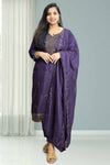 Silk Churidar with Stone Work – Leaf Neck Design