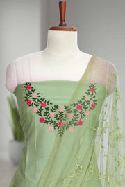 Elegant Silk Churidar Material with Floral Embroidery