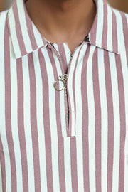 Men’s Loop Knit Collar T-Shirt with Front Zip Design