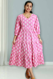 Printed Cotton Feeding Top with V-Neck