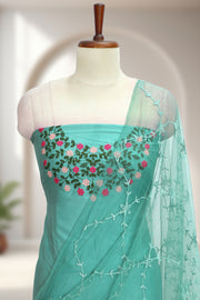 Silk Churidar Material with Embroidery Work