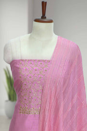 Silk Churidar Material with Sequin & Golden Thread Embroidery