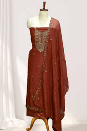 Elegant Georgette Churidar Material – Floral Thread & Sequin Embroidery