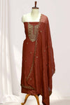 Elegant Georgette Churidar Material – Floral Thread & Sequin Embroidery