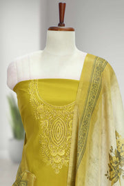 Silk Churidar Material with Embroidery & Stone Work
