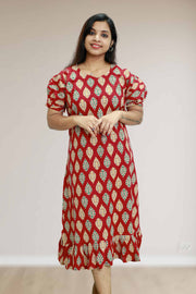 Ajrakh Print Cotton Night Dress