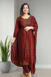 Silk Churidar – Golden Embroidery with Sequins