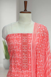 Cotton Churidar Material – Floral Print & Thread Work