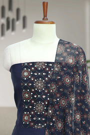 Printed Mirror Work Unstitched Dress Material