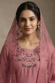 Floral Thread Work Silk Churidar Material