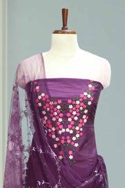 Elegant Silk Churidar Material with  Embroidery Thread