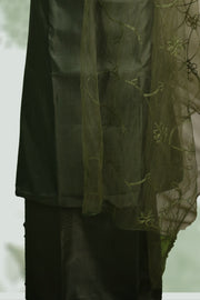 Silk Churidar Material –  Floral Thread & Sequins Work
