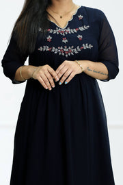 Flared Georgette Kurti – Cut Bead & Sequins Work