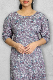 Floral Semi Chiffon Night Dress