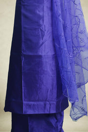 Silk Churidar Material –  Floral Thread & Sequins Work