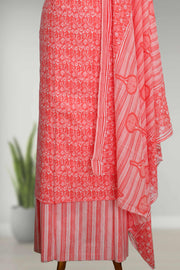 Cotton Churidar Material – Floral Print & Thread Work