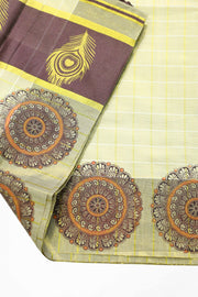 Kerala Tissue Set Saree with Mural Print & Colour Border