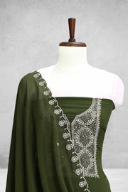 Georgette Churidar Material-Embroidery Thread