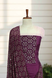 Silk Churidar Material-Ajrakh Print