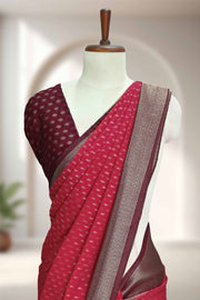 Banarasi Silk Saree – Small Butta with Contrast Design