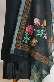 Silk Churidar Material with Floral Thread Work