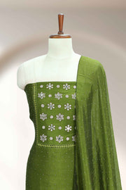 Silk Churidar Material – Stone with Mirror Work