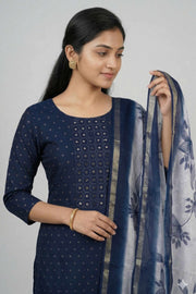 Silk Churidar Material – Lace Work with Mirror