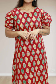 Ajrakh Print Cotton Night Dress
