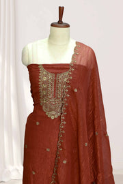 Elegant Georgette Churidar Material – Floral Thread & Sequin Embroidery