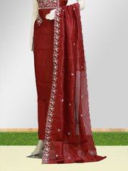 Elegant Silk Churidar Material with White Embroidery - ₹675