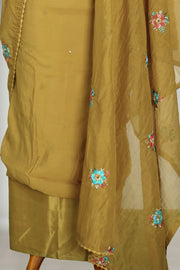 Silk Churidar Material-Floral Thread