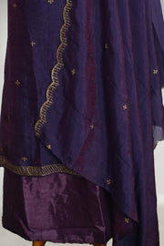 Silk Churidar Material with Golden Embroidery and Thread Work