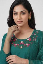 Floral Thread Work Silk Churidar Material