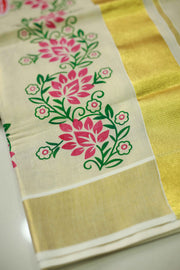 Kerala Set Saree-Print With Border