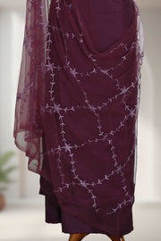 Silk Churidar Material with Floral Thread Embroidery