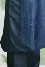 Silk Churidar Material –  Floral Thread & Sequins Work