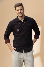 Harbour Men Checked Double Pocket Cotton Casual Shirt